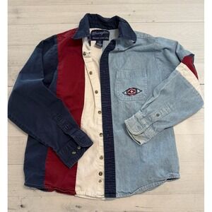 Vintage wrangler kids denim button down shirt 10/12‎